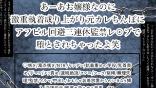 あーあお嬢様なのに激重執着成り上がり元カレちんぽにアフピル回避三連休監禁レ⚪︎プで堕とされちゃったよ笑